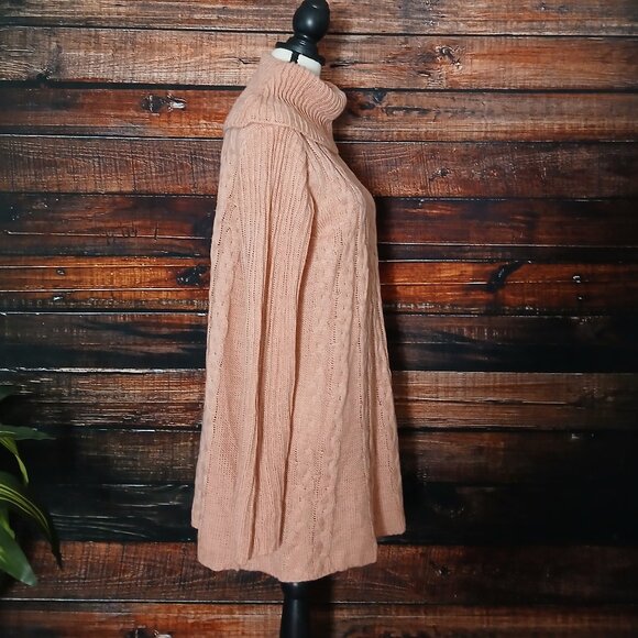 St Johns Bay Tunic Sweater Size L Pink Cable Knit Cowl Neck Long - Picture 6 of 9